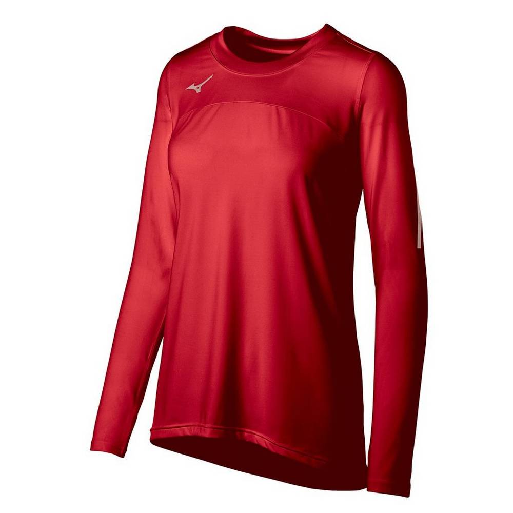 Mizuno Techno VII Long Sleeve Női Mezek Piros VRP420516